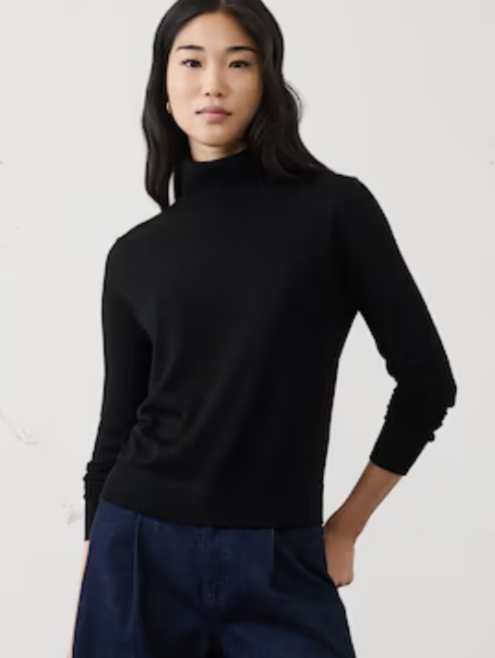 Banana Republic Black 100% Merino Wool Turtleneck Sweater